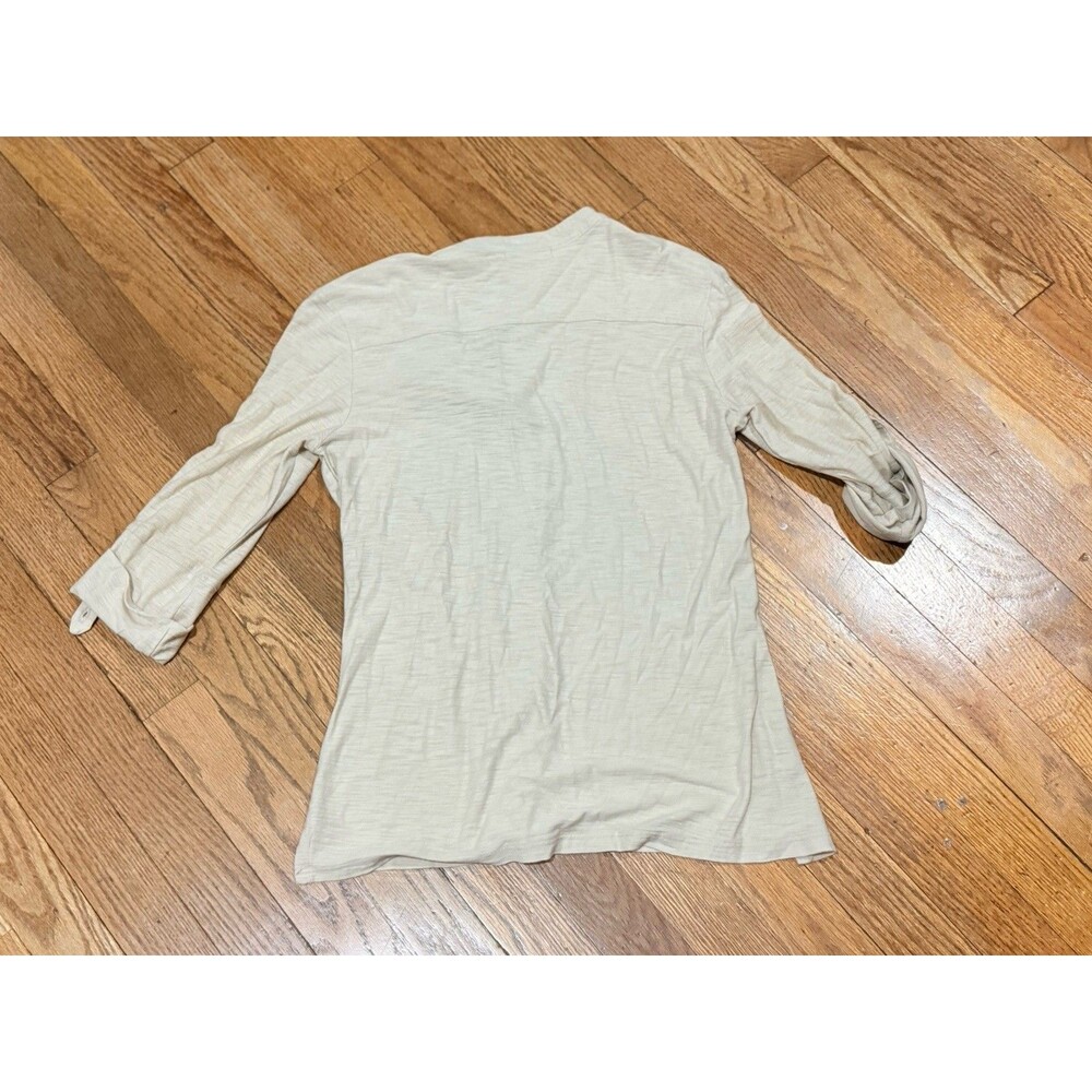 James Perse Beige Solid Lightweight Knit Collared Button-Up 3/4 Sleeve Size 1 - Picture 6 of 6